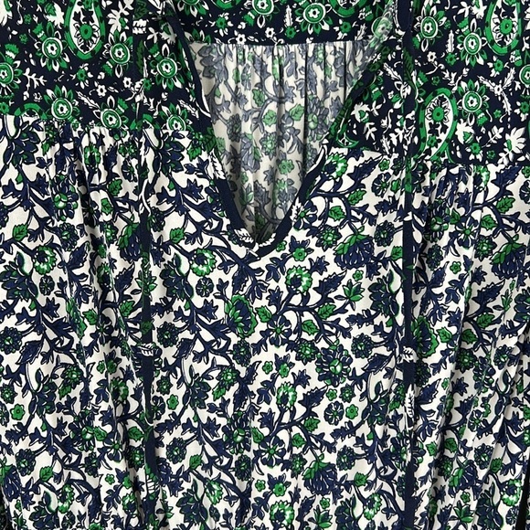 MICHAEL Michael Kors Boho Tiered Mix Print Peasant Midi Dress Medium Blue Green - Picture 6 of 12